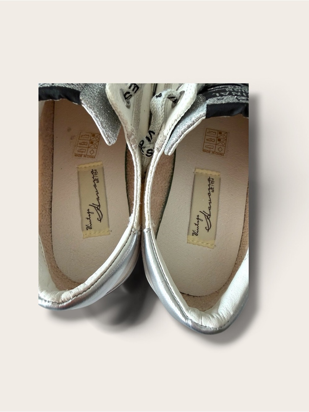Vintage Havana White & Silver Low-Top Sneakers - Picture 11 of 12